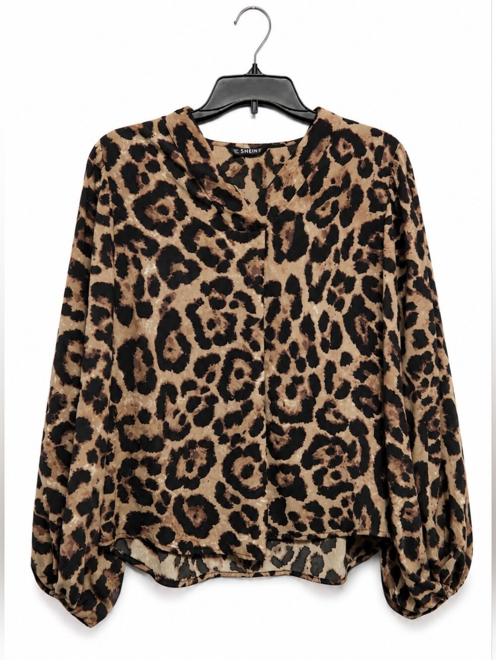 Shein Women's Sz Large Leopard Print Long-Sleeve Blouse